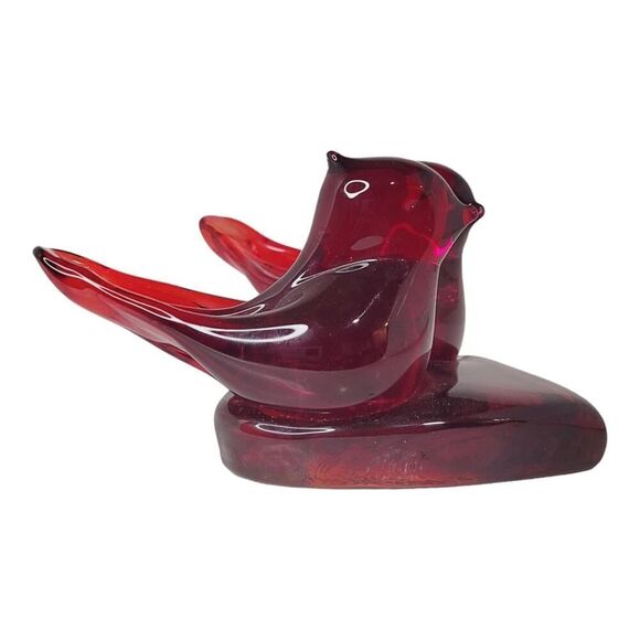 Vintage Double Cardinal of Love Art Glass Bird W Ward Signed 1993 Paperweight - Picture 5 of 14